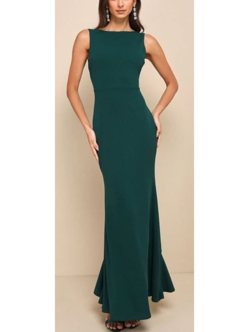 Lulus Exquisite Refinement Emerald Backless Bow Ruffled Maxi Dress Green Size XL